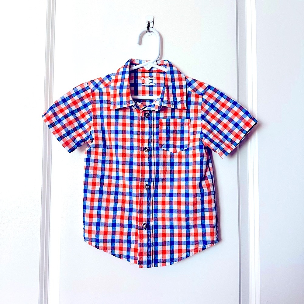 Boy’s Plaid Botton-Down Short Sleeve Shirt | Garanimals | Size 3T | EUC